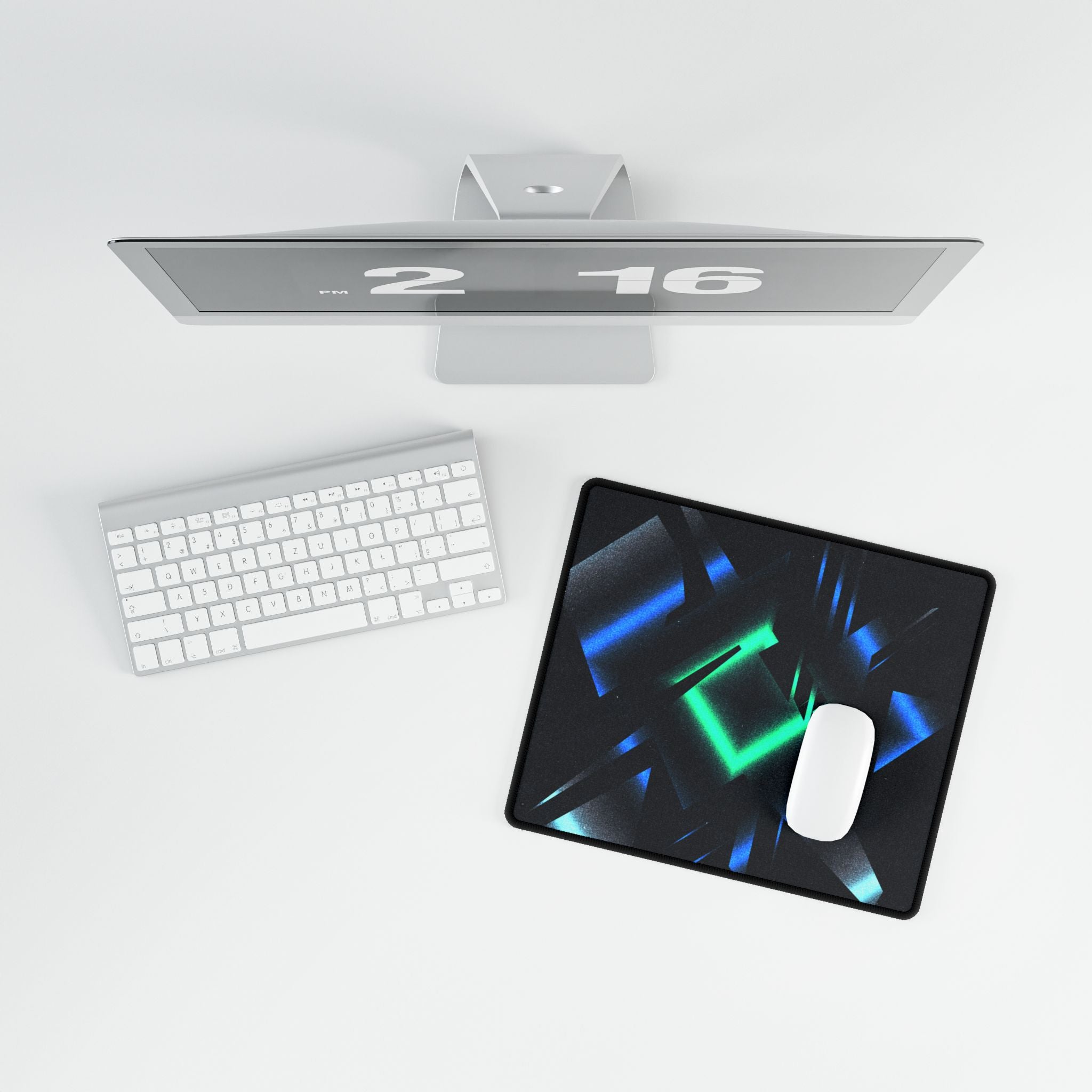 Abstract Techno Blue Mouse Pad - Cyberpunk Desk Mat