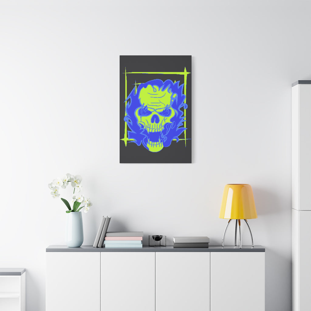 Skull of Mental Fire Canvas Wall Art - Psychedelic Gothic Decor