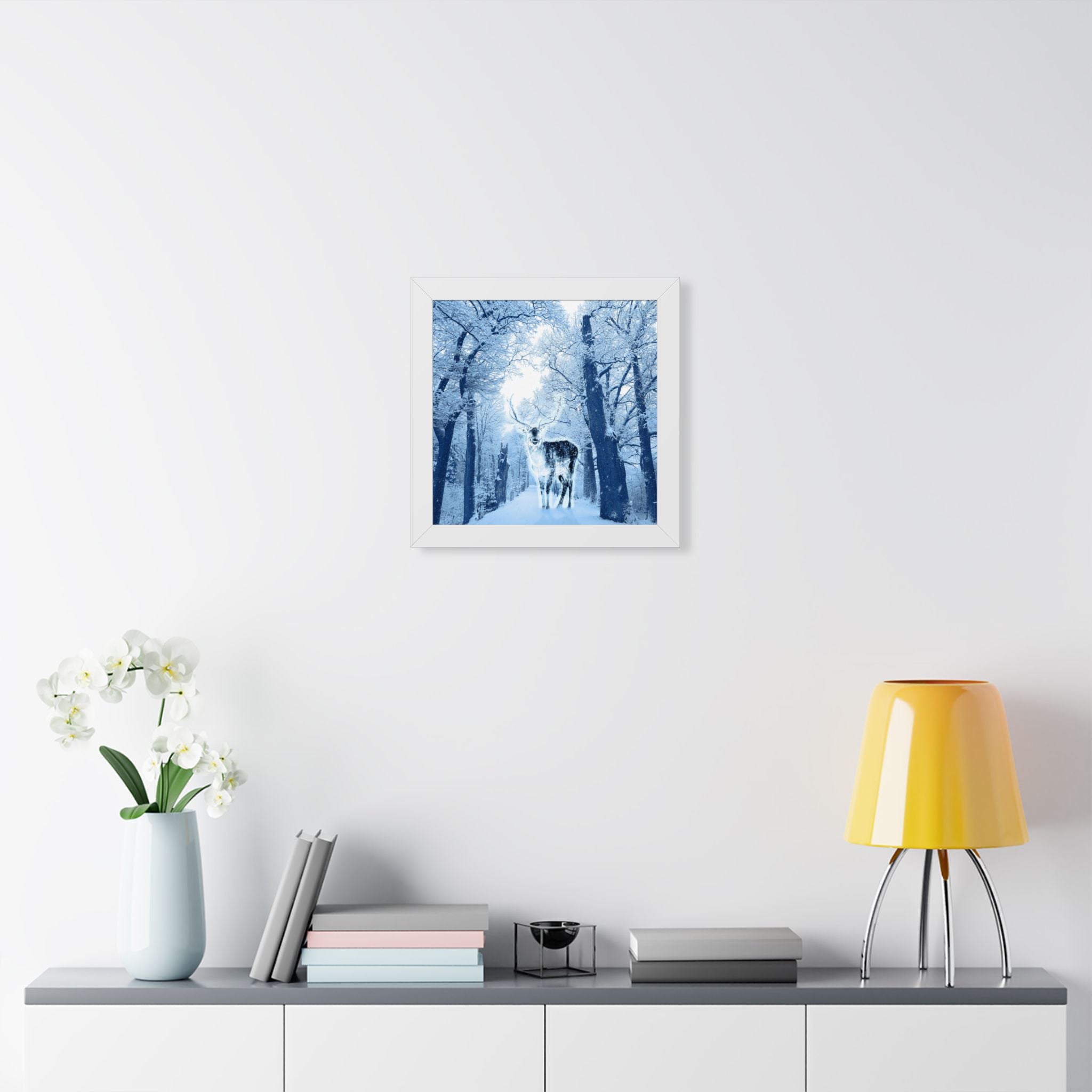 Cosmic Winter Deer Poster - Ethereal Snow Forest Art Print