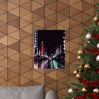 Cyberpunk Slick Street Poster - Neon Alley Art Print