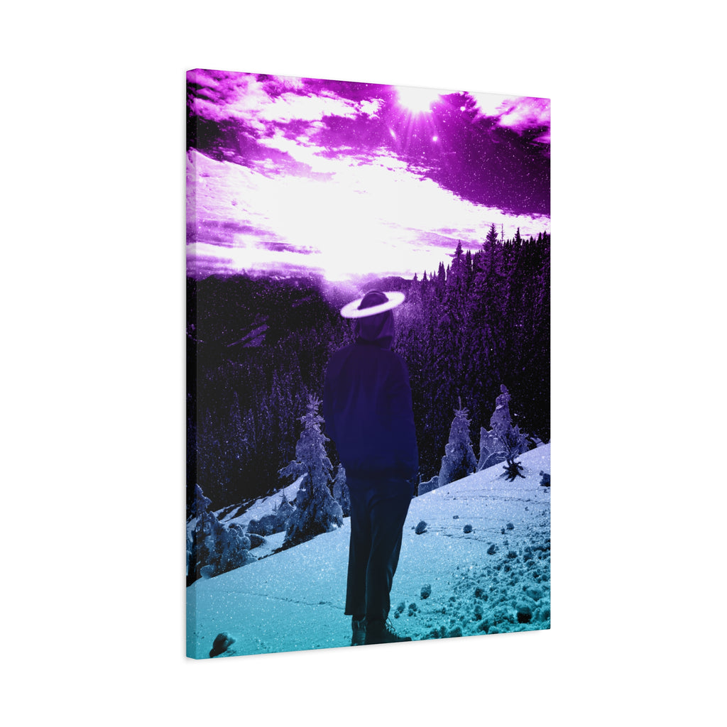 Winter Aurora Light Snowy Forest Canvas Art | Northern Lights Arctic Landscape Wall Decor