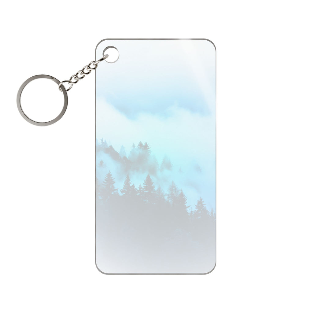 Blue Mountain Fog Keychain - Misty Landscape Acrylic Charm