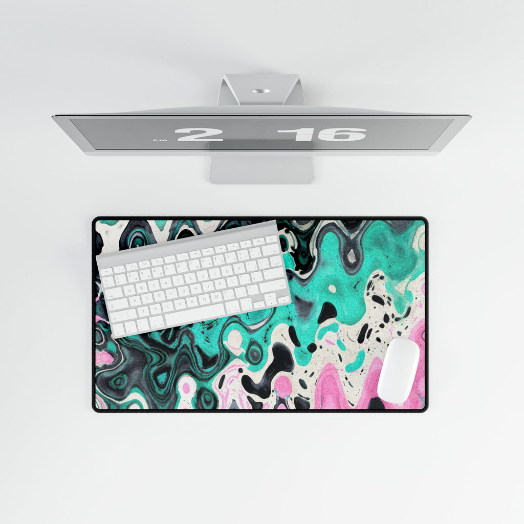 Mint Drip Desk Mat - Psychedelic Abstract Pattern Mouse Pad