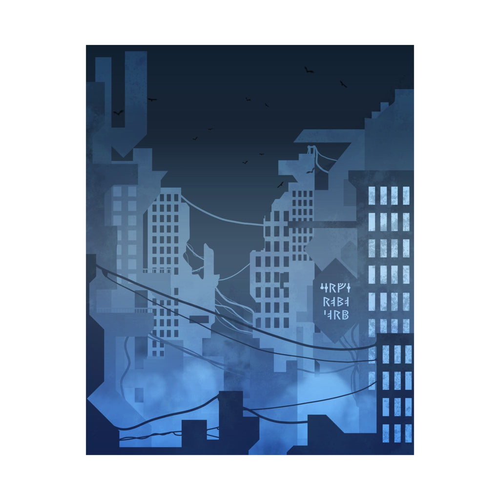 City Lights Abandoned City Poster - Cyberpunk Dystopian Art