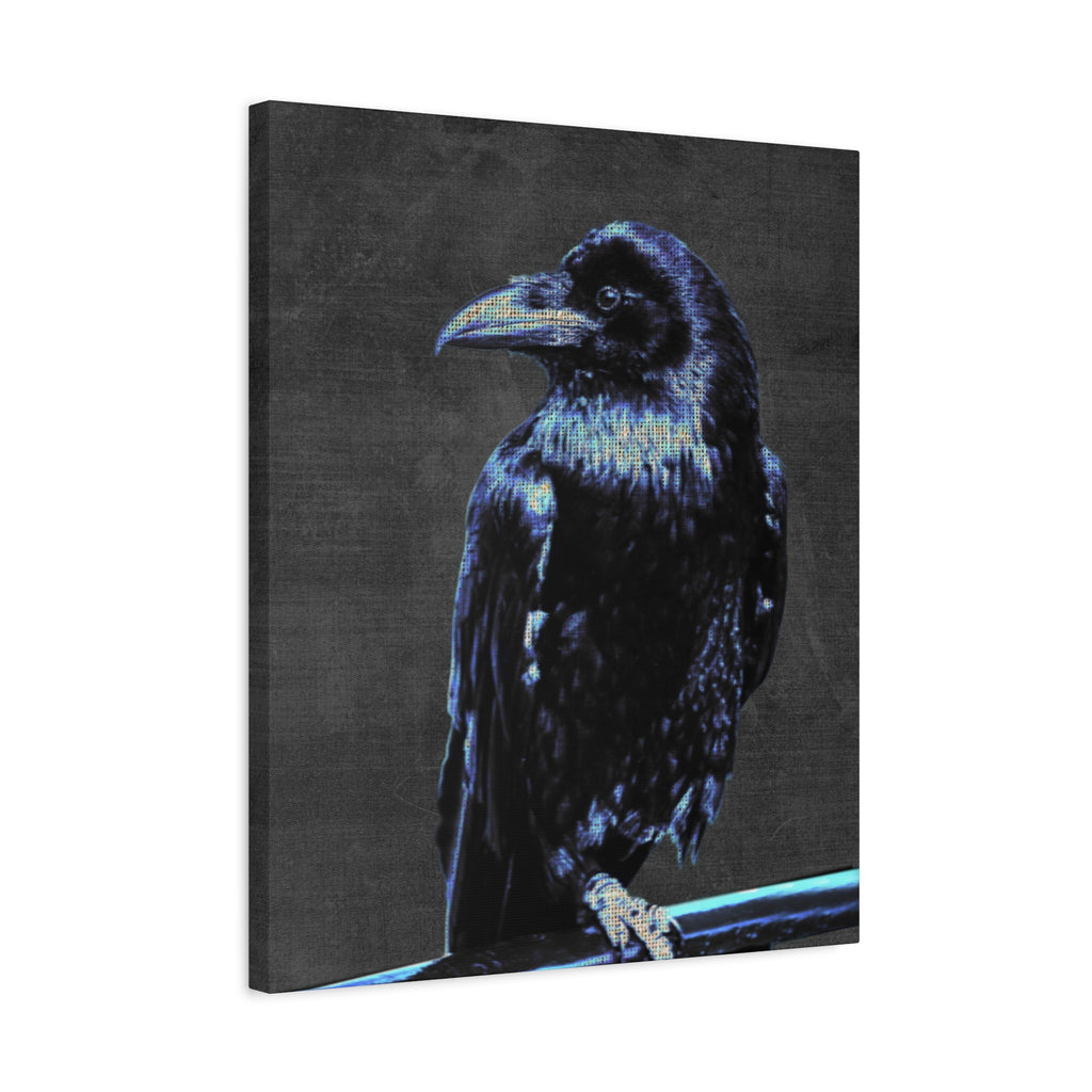 Blue Crow Canvas Wall Art - Surreal Raven Bird Decor