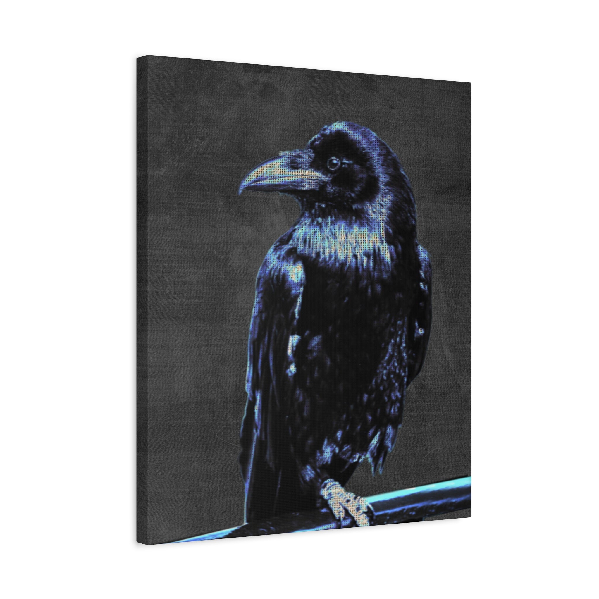 Blue Crow Canvas Wall Art - Surreal Raven Bird Decor