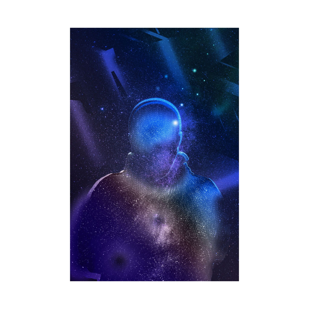 Figure in Space Poster - Cosmic Silhouette Art Print