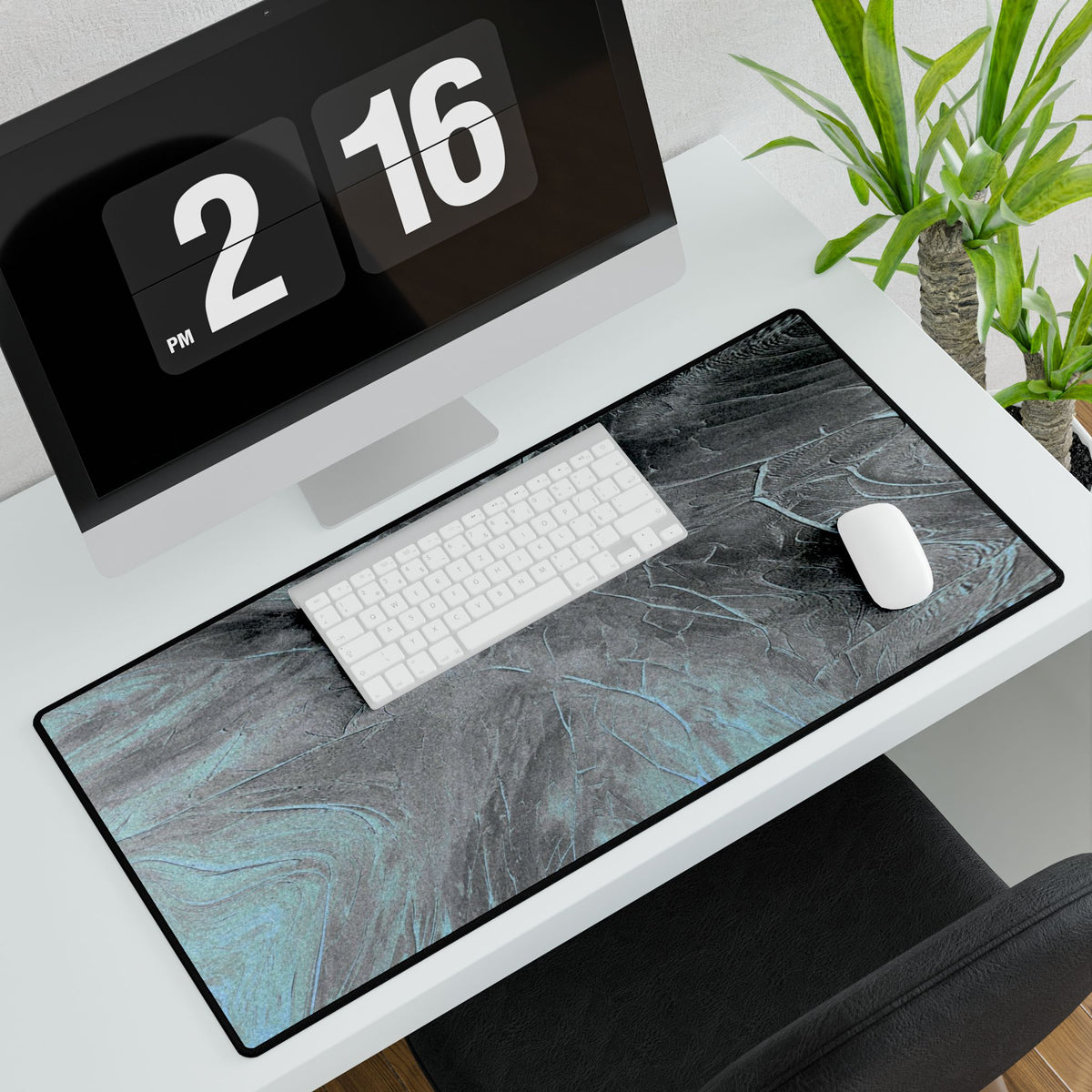 From The Ashes Desk Mat - Black Grey Abstract Mouse Pad