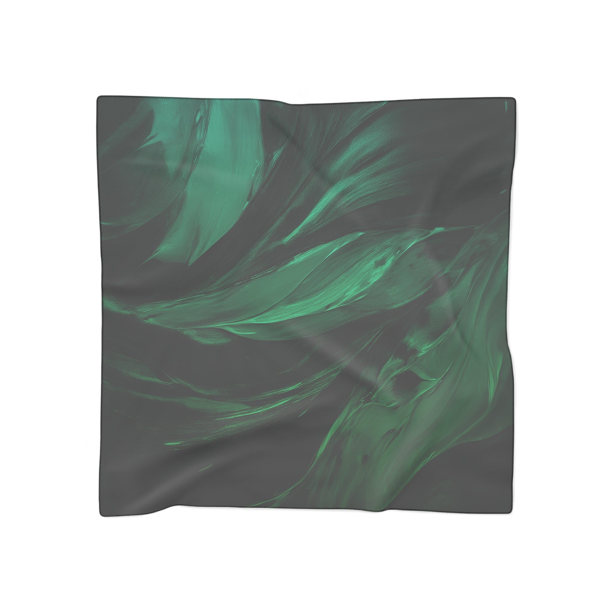 Emerald Ink Abstract Scarf - Deep Green & Black Swirl Shawl