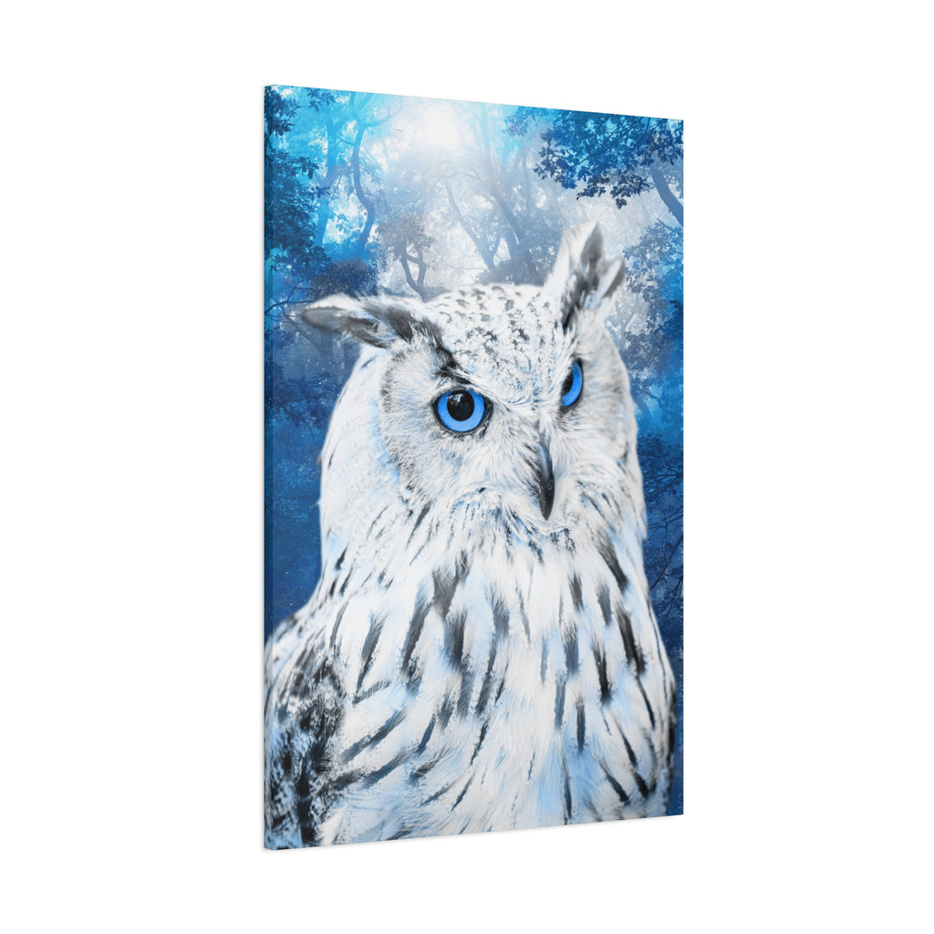 Frost Owl Canvas Wall Art - Winter Animal Fantasy Nature Decor