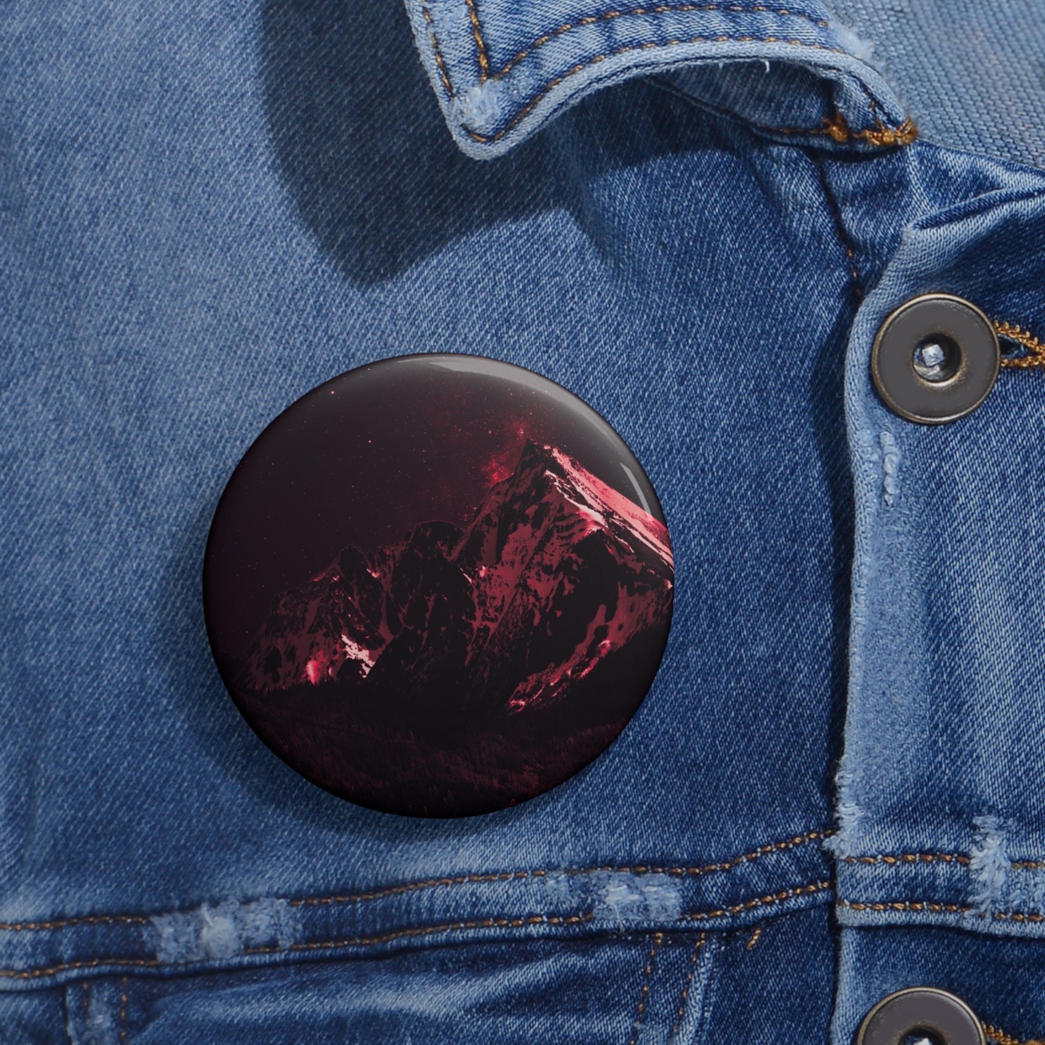 Red Mountain Lake Pin - Nature Landscape Art Button