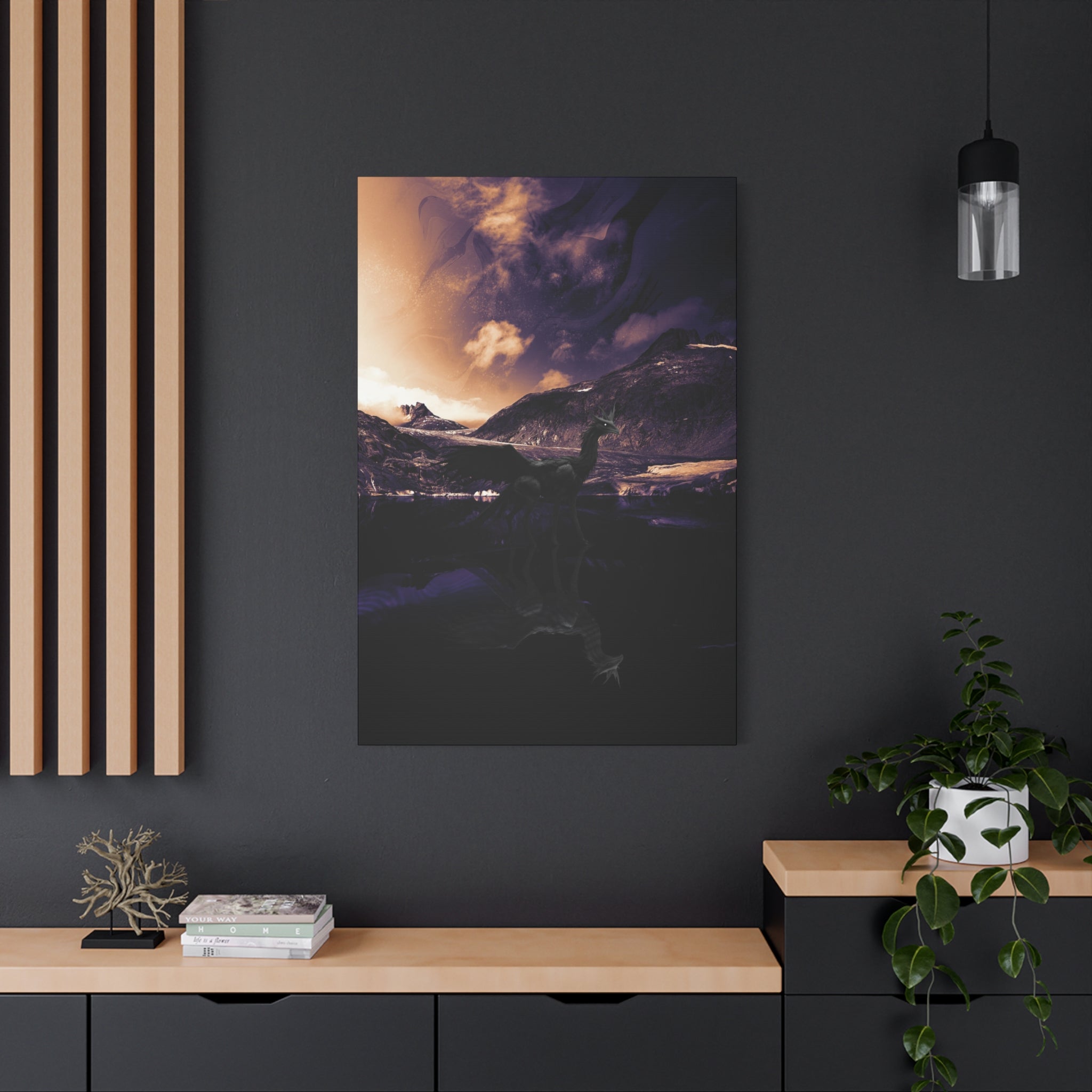 Baby Winged Dragon Canvas Wall Art - Fantasy Creature Decor