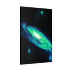 Vaporwave Green Blue Spiral Galaxy Canvas Art | Neon Retro Space Nebula Wall Decor