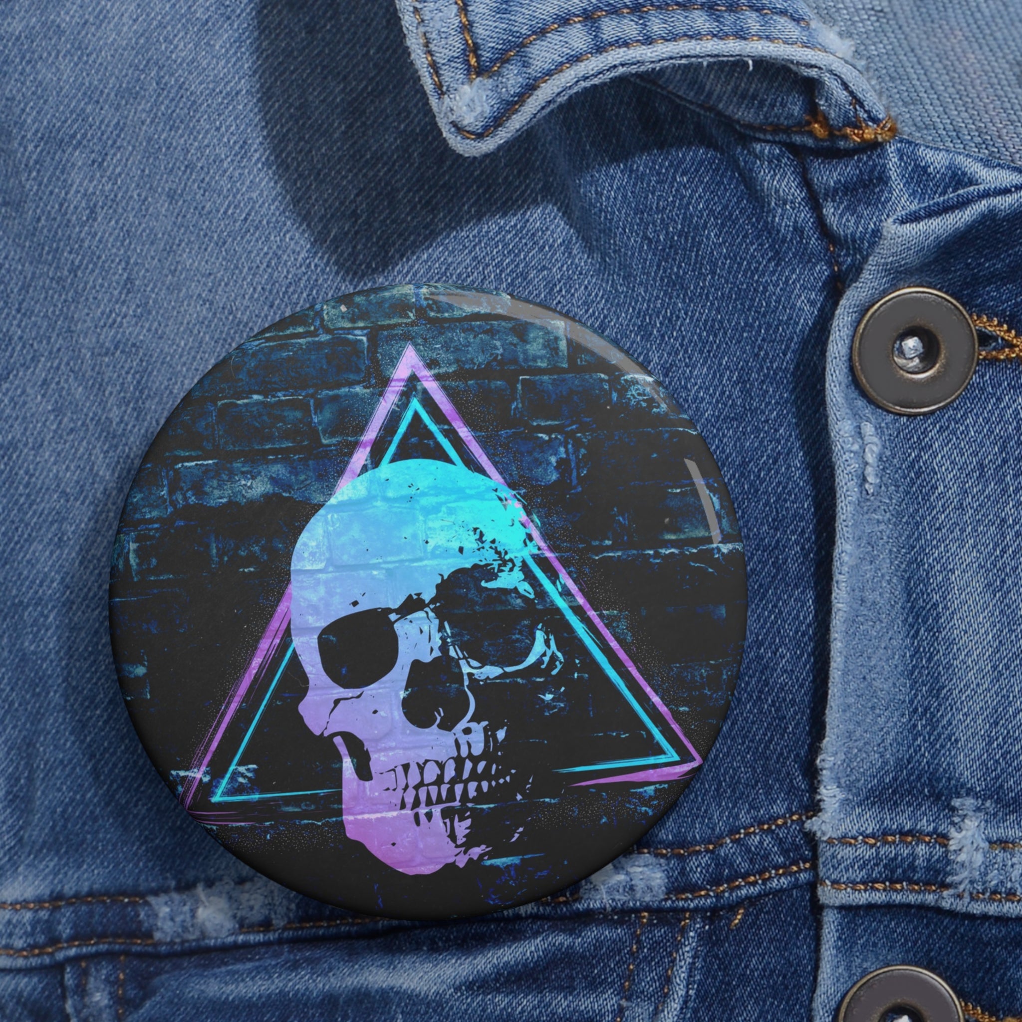 Skull on the Wall Pin - Dark Gothic Art Button