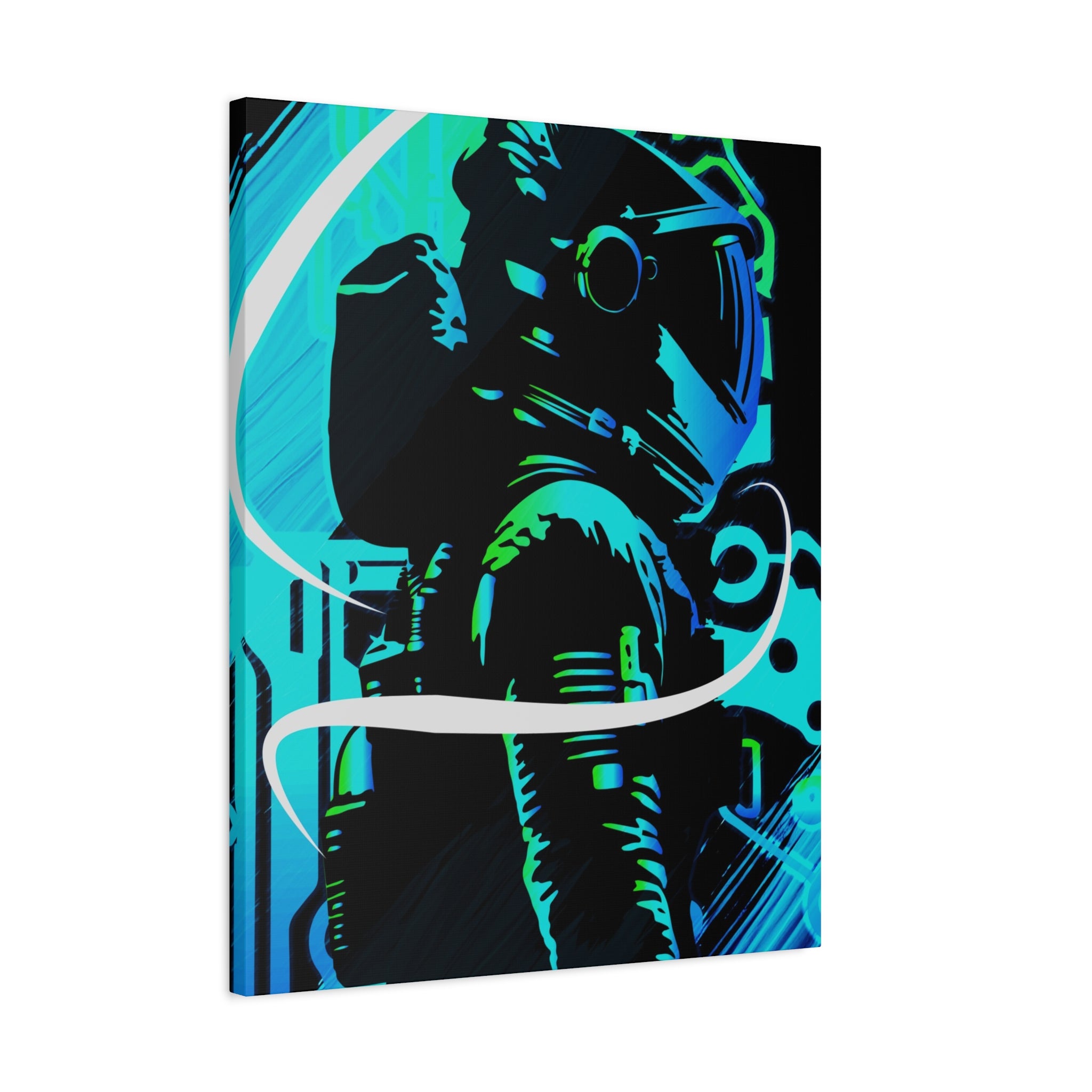 Grunge Paint Blast Canvas Wall Art - Abstract Graffiti Astronaut Decor