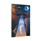 Space Lizards Canvas Wall Art - Lizard Being Abducted Ufo Decor