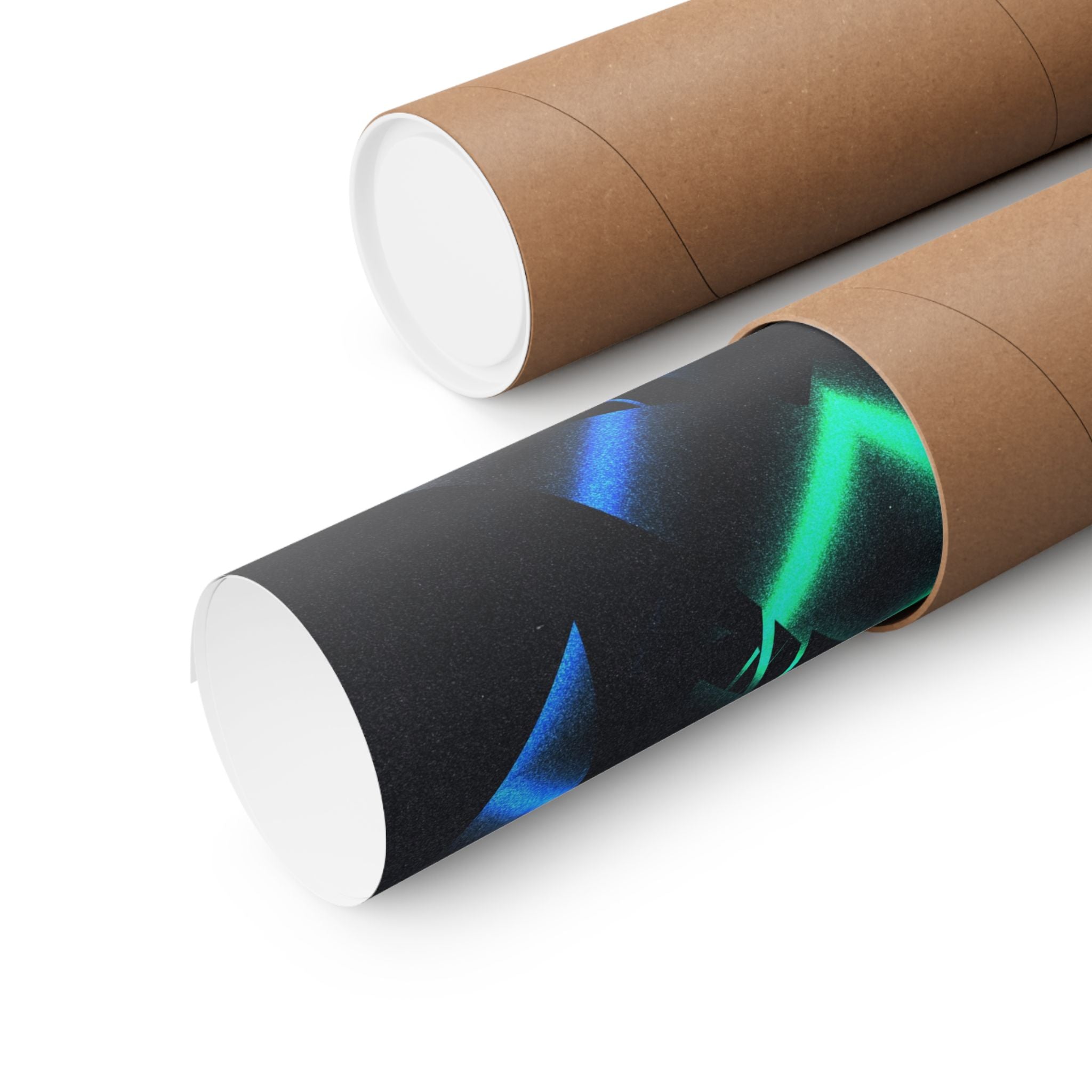 Abstract Techno Blue Poster - Cyberpunk Digital Art Print