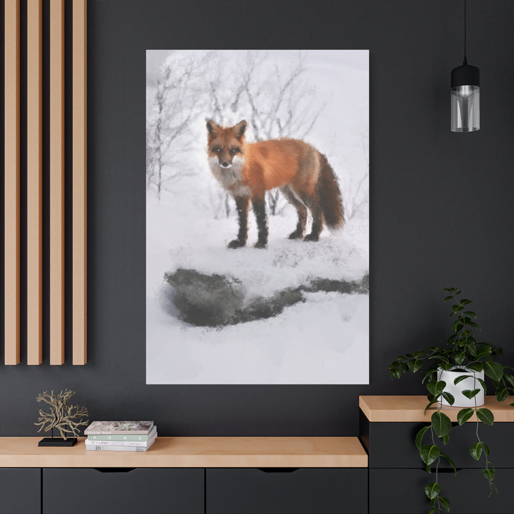Spirit of the Fox Canvas Wall Art - Psychedelic Geometric Wildlife Decor