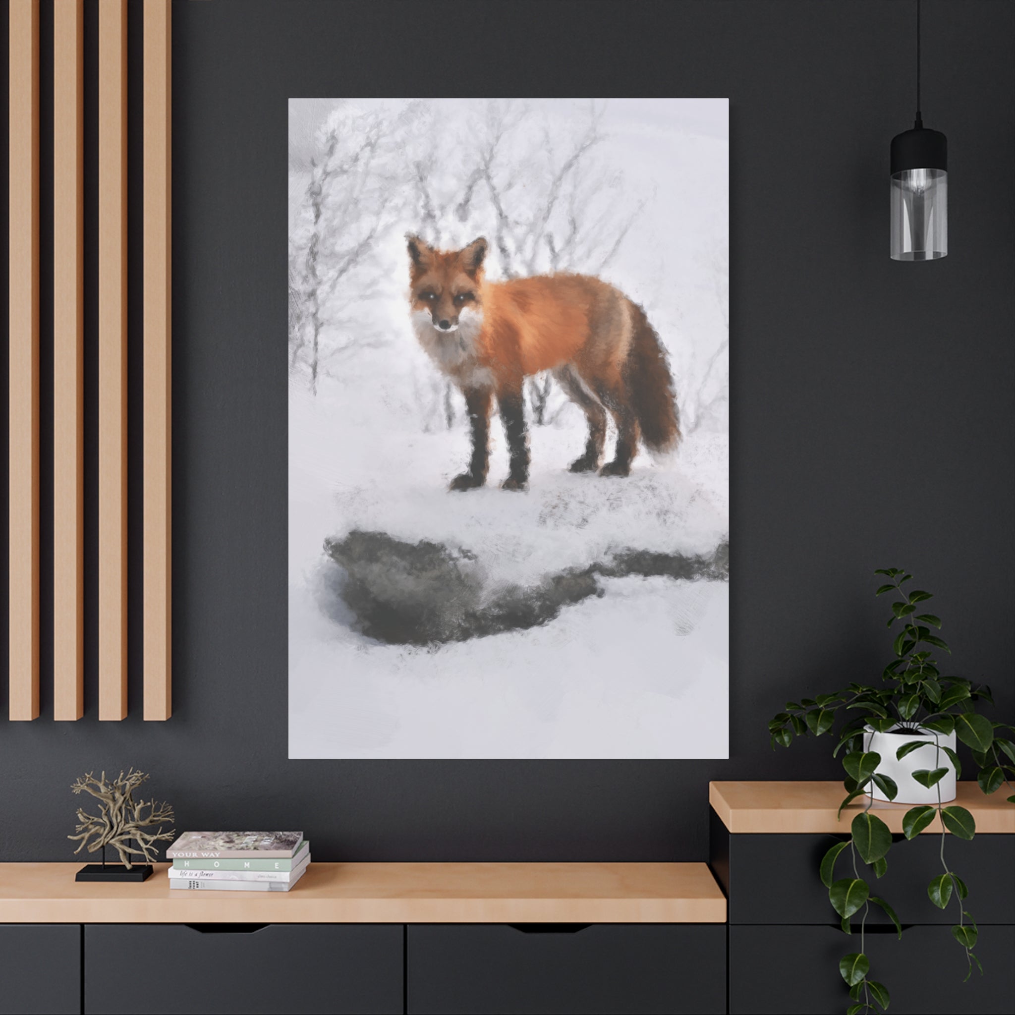 Spirit of the Fox Canvas Wall Art - Psychedelic Geometric Wildlife Decor