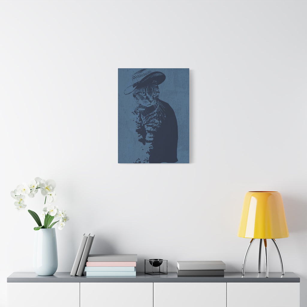 Grey Tabby Cat Canvas Wall Art - Cute Pet Portrait Decor