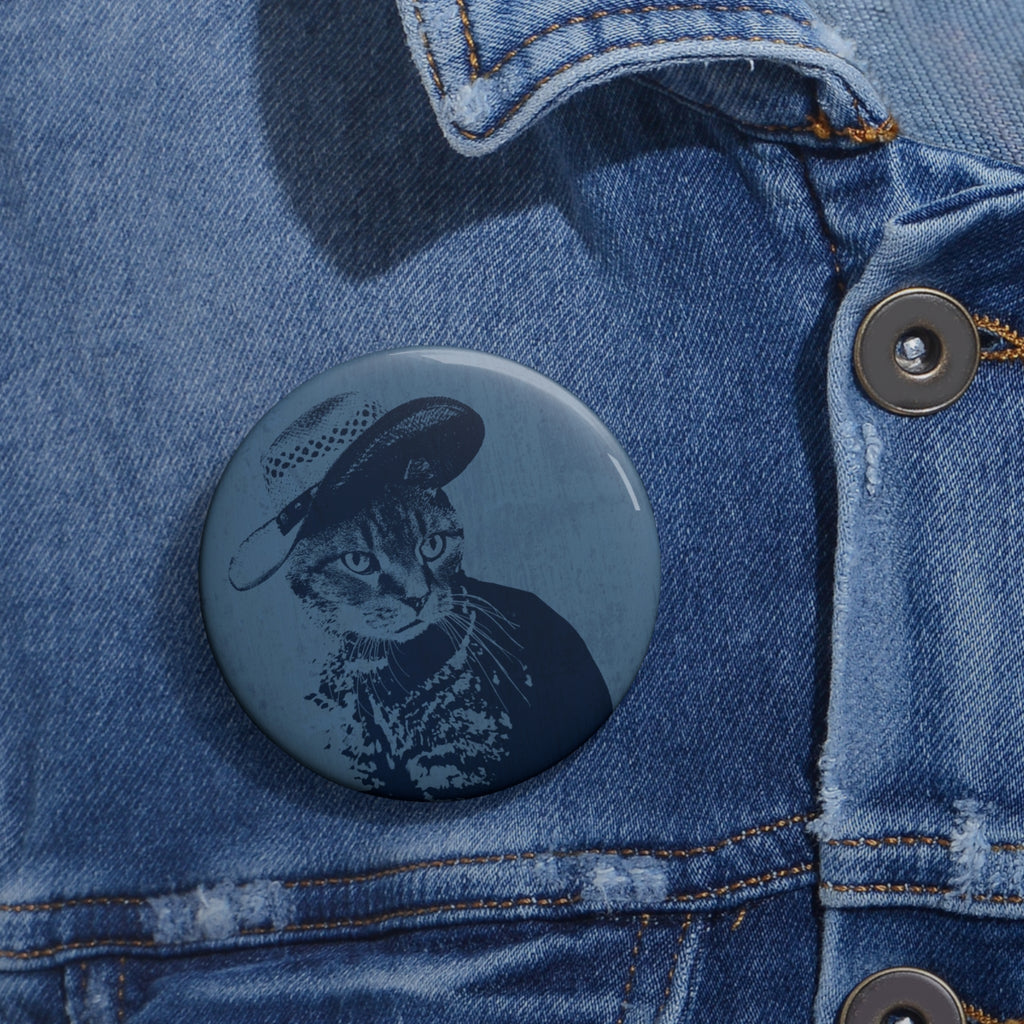 Grey Tabby Kitten Pin - Cute Cat Art Button
