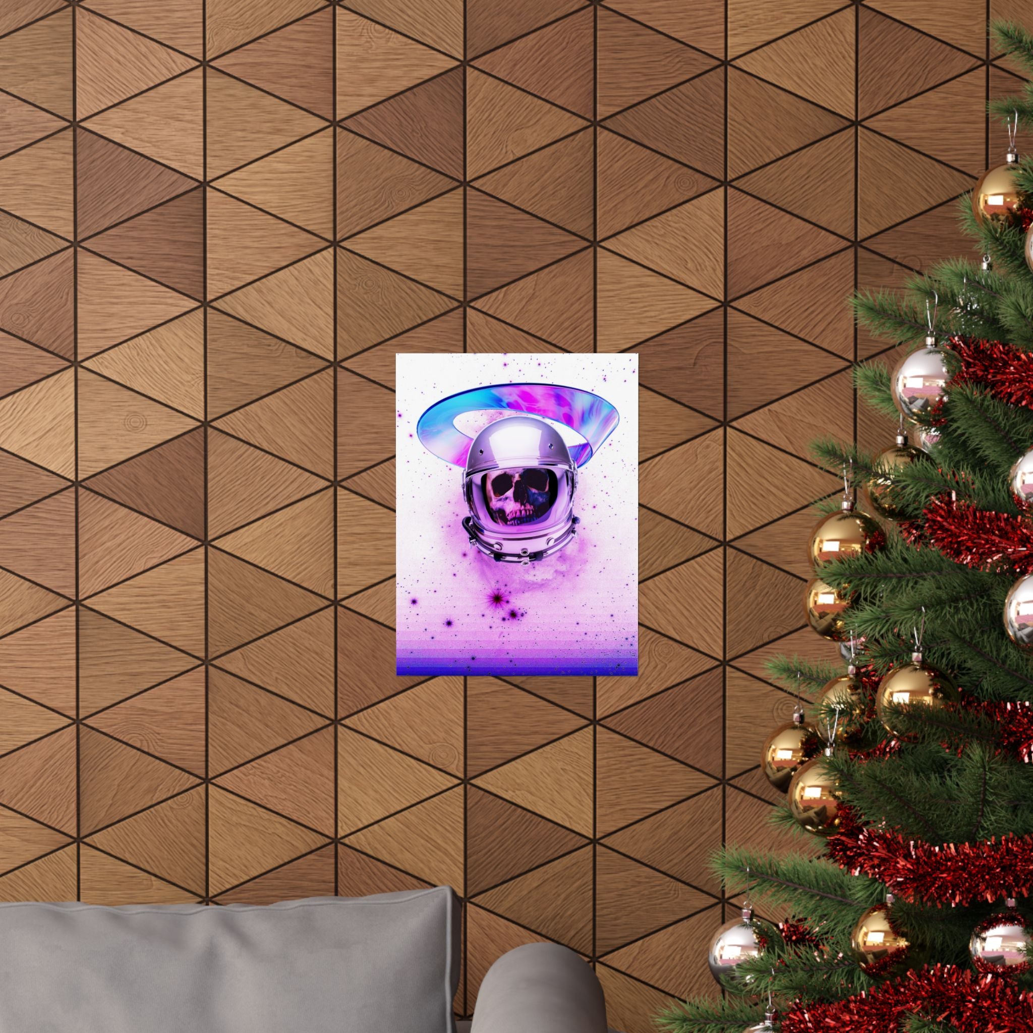 Astronaut Skeleton Skull Poster Print - Neon Space Skull Art