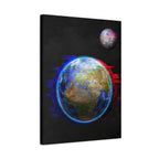 Earth Glitched Canvas Wall Art - Digital Glitch Futuristic World