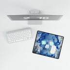 Blue Flame Skull Gothic Gaming Desk Mat