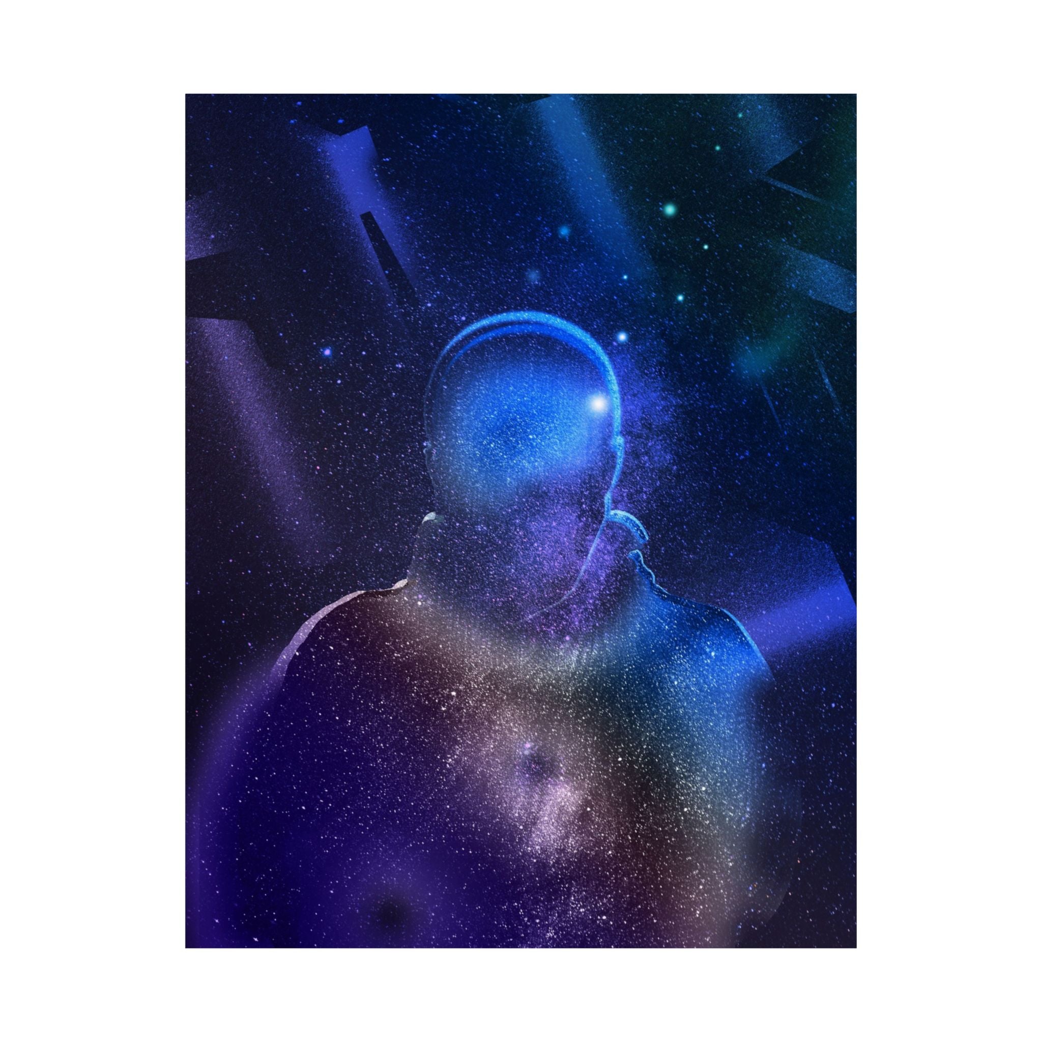 Figure in Space Poster - Cosmic Silhouette Art Print