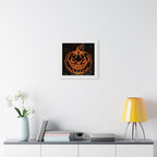 Neon Pumpkin Framed Poster - Spooky Halloween Wall Art