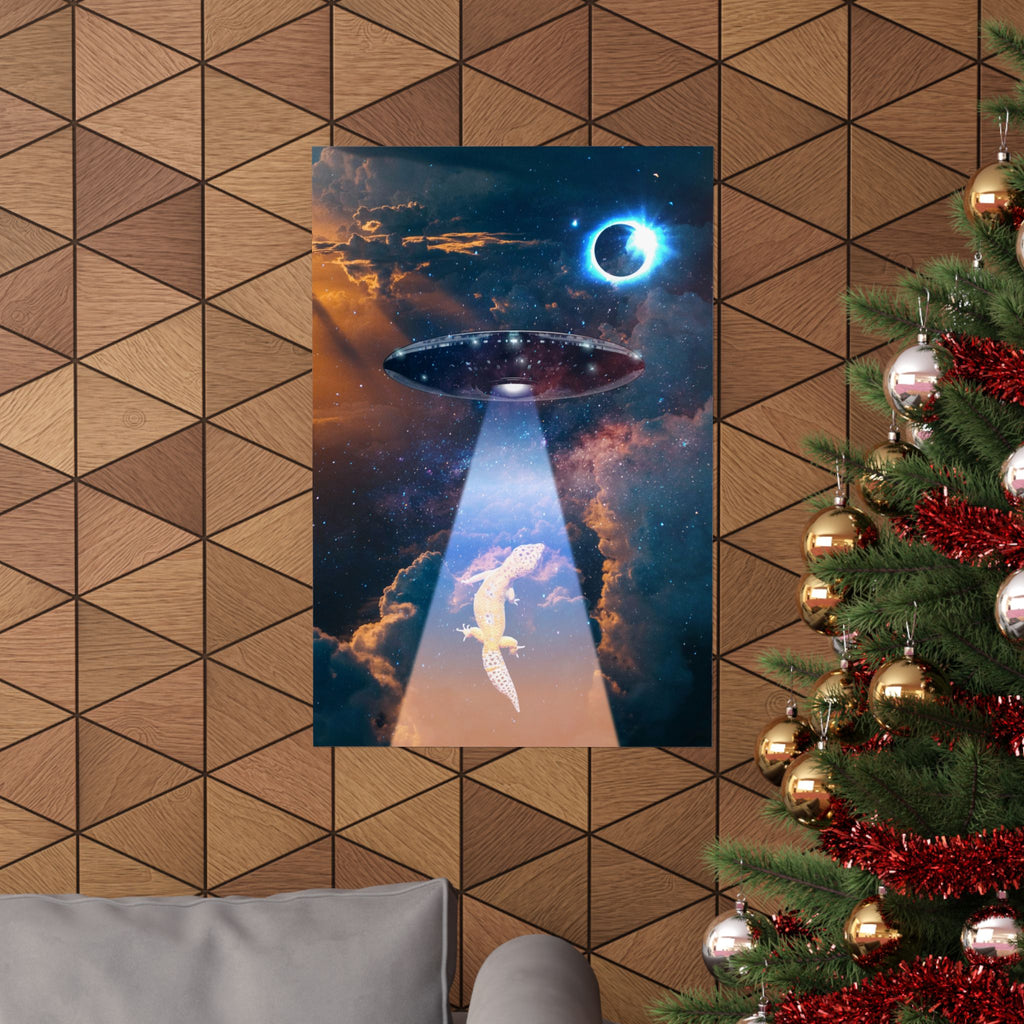 Space Lizards Poster - Lizard Ufo Art Print