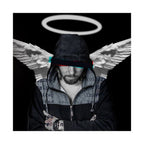 Modern Angel Poster - Black & White Geometric Wings Art Print