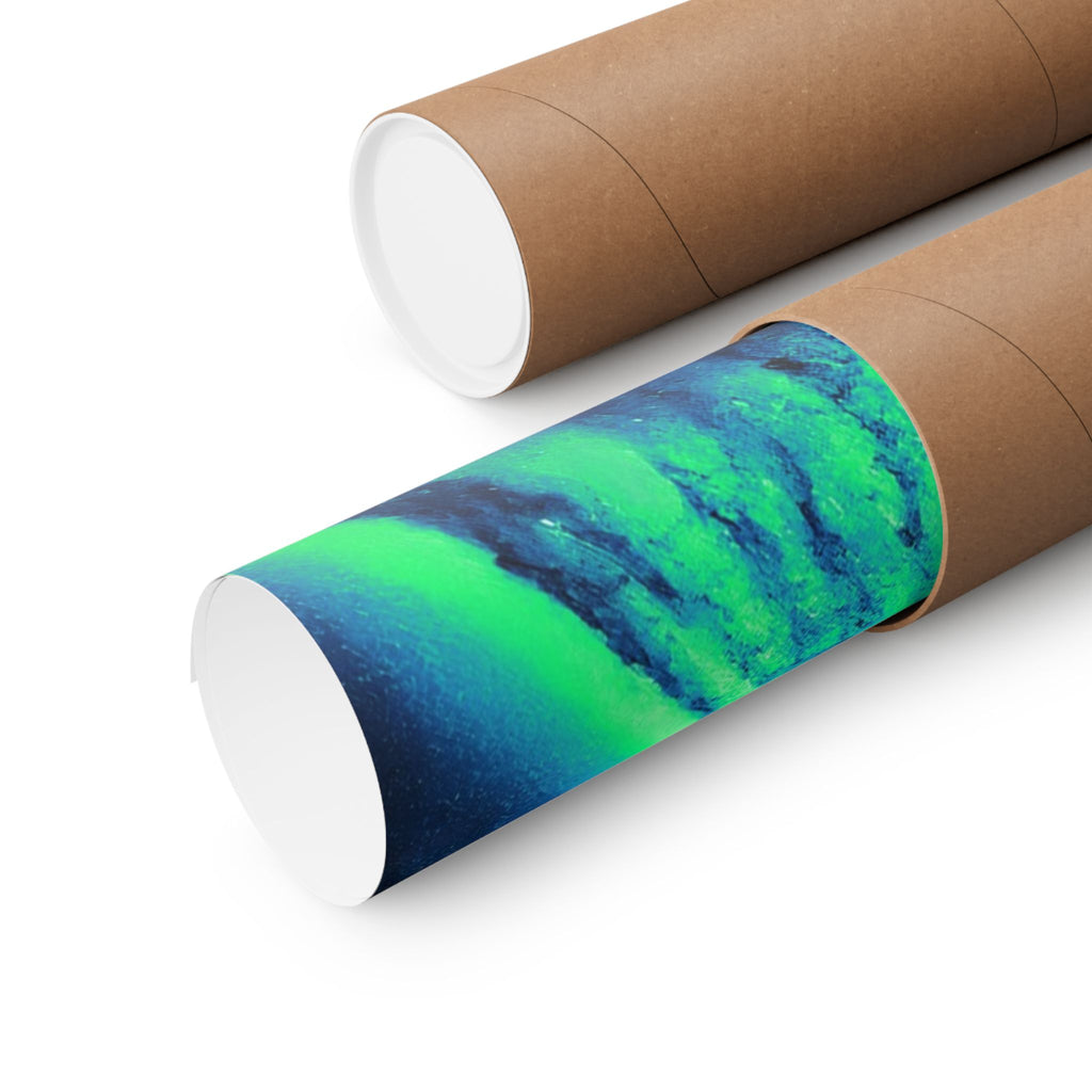 Vaporwave Green and Blue Spiral Galaxy Matte Poster Print