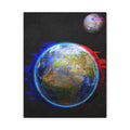 Earth Glitched Canvas Wall Art - Digital Glitch Futuristic World
