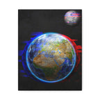 Earth Glitched Canvas Wall Art - Digital Glitch Futuristic World