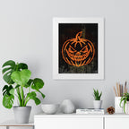 Neon Pumpkin Framed Poster - Spooky Halloween Wall Art