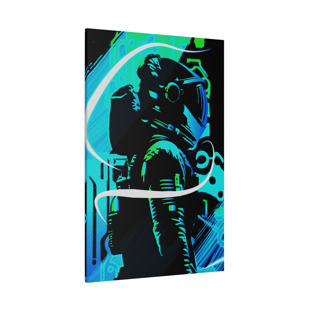 Grunge Paint Blast Canvas Wall Art - Abstract Graffiti Astronaut Decor