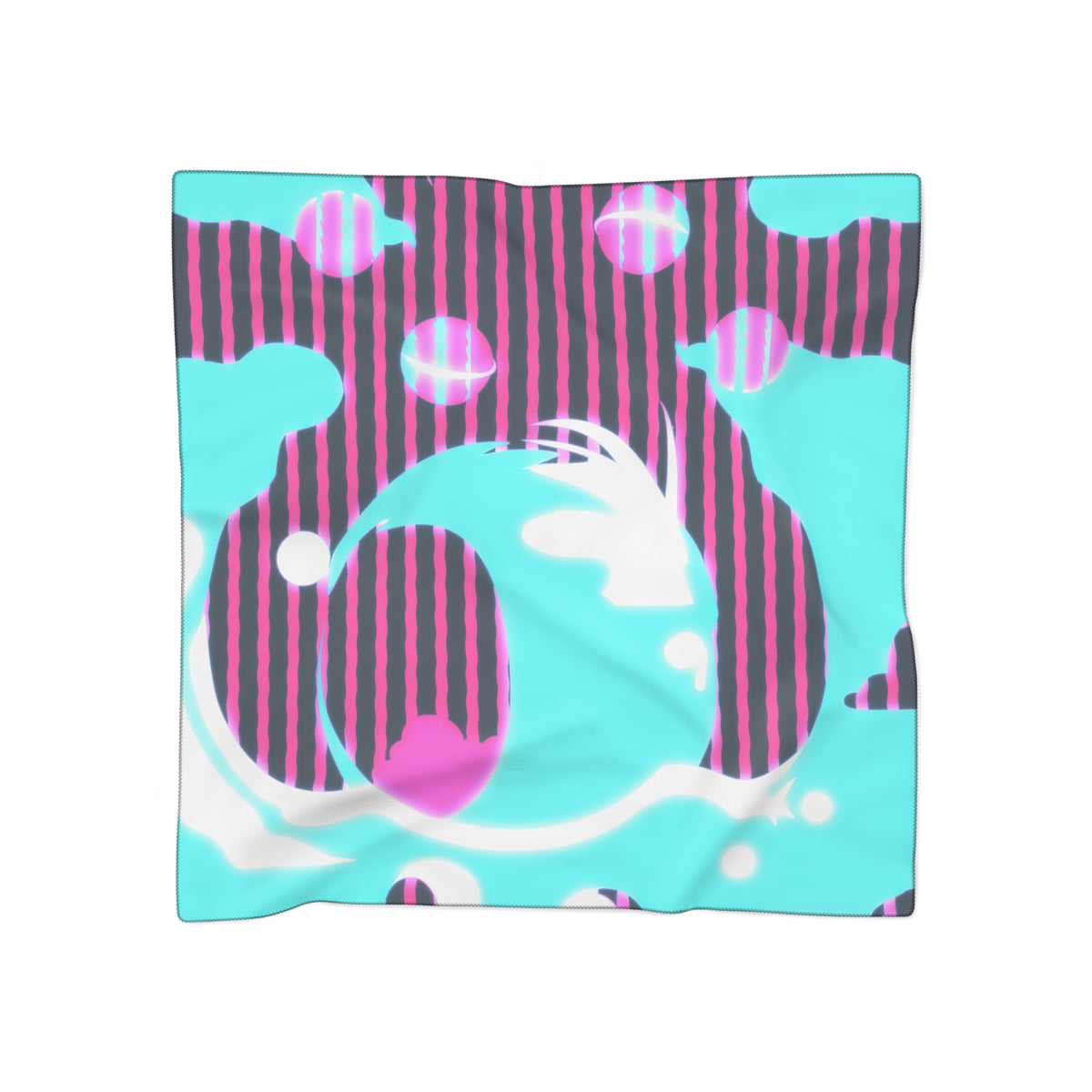 Glow Up Crt Art Scarf - Neon Blue Pink Abstract Shawl