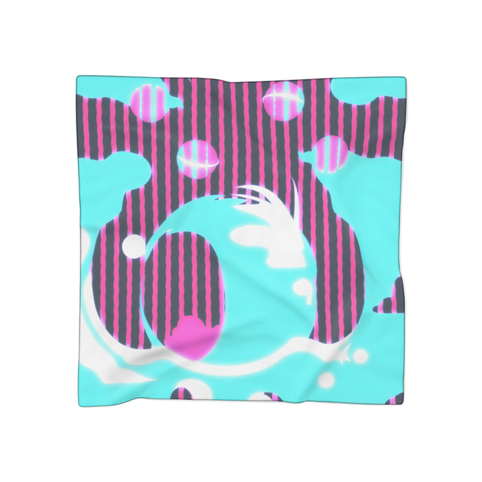Glow Up Crt Art Scarf - Neon Blue Pink Abstract Shawl