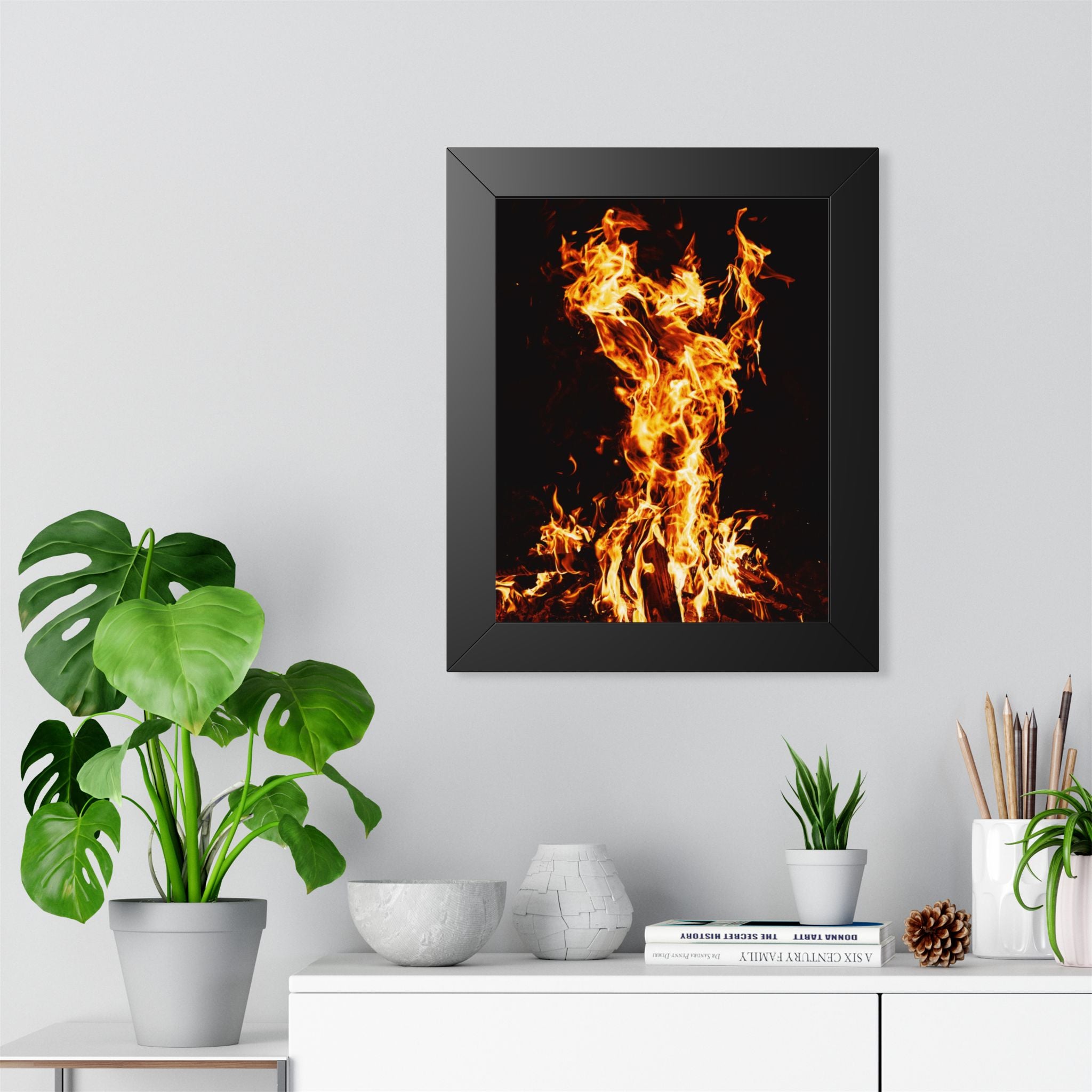 Phoenix Fire Framed Poster - Mythical Fire Bird Wall Art