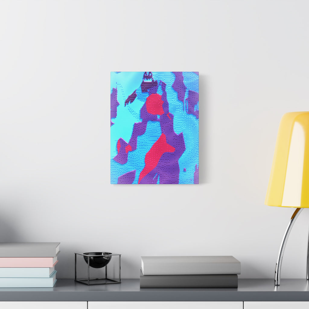 Retro Ice Cave Canvas Wall Art - Cool-Toned Glitch Winter Decor
