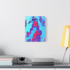 Retro Ice Cave Canvas Wall Art - Cool-Toned Glitch Winter Decor