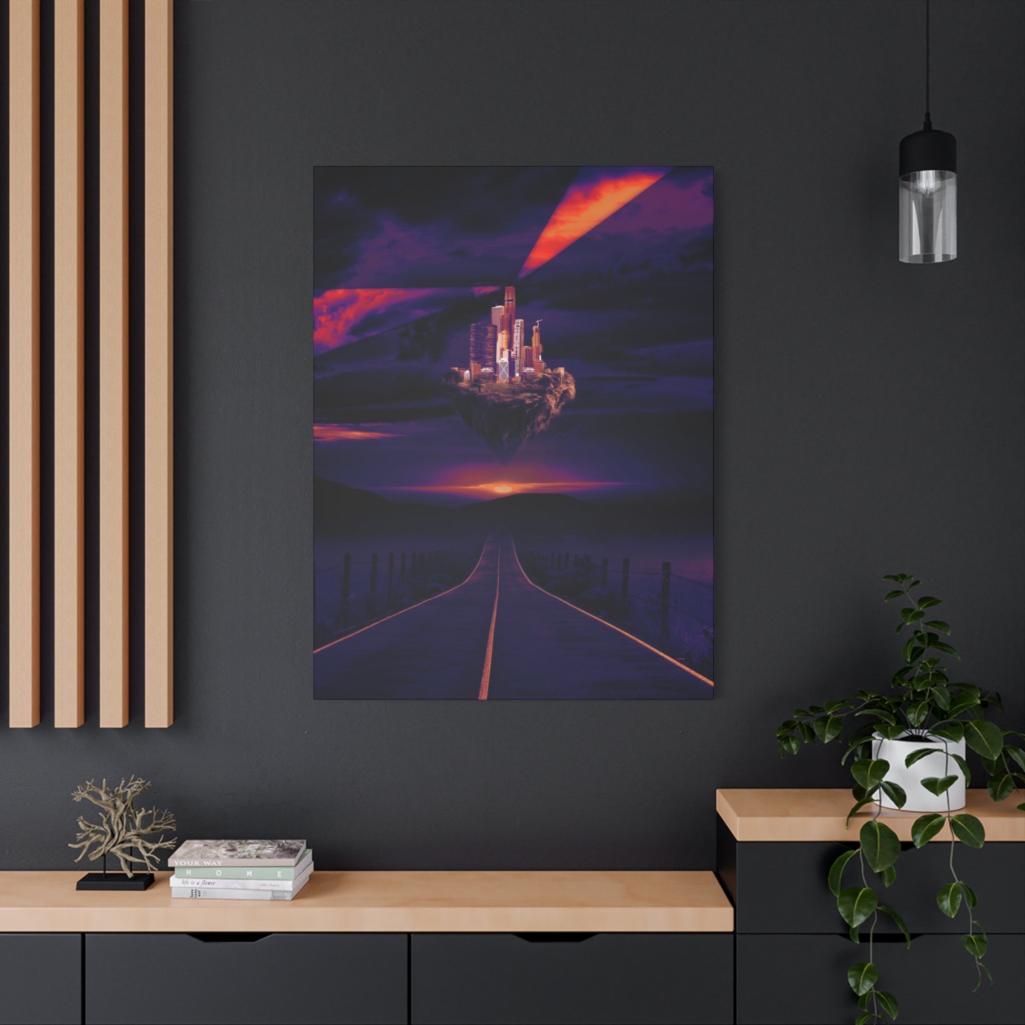 Abandoned City Canvas Wall Art - Sci-Fi Desert Ruins Decor