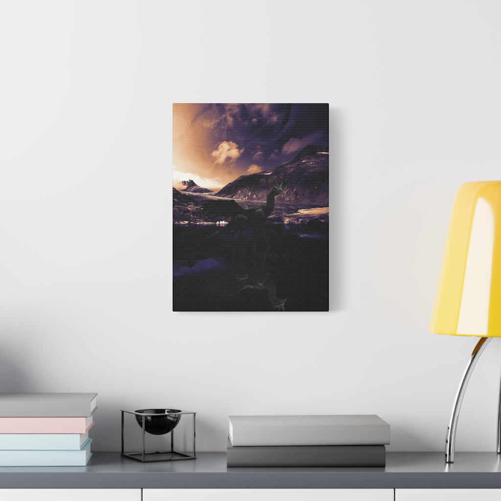 Baby Winged Dragon Canvas Wall Art - Fantasy Creature Decor
