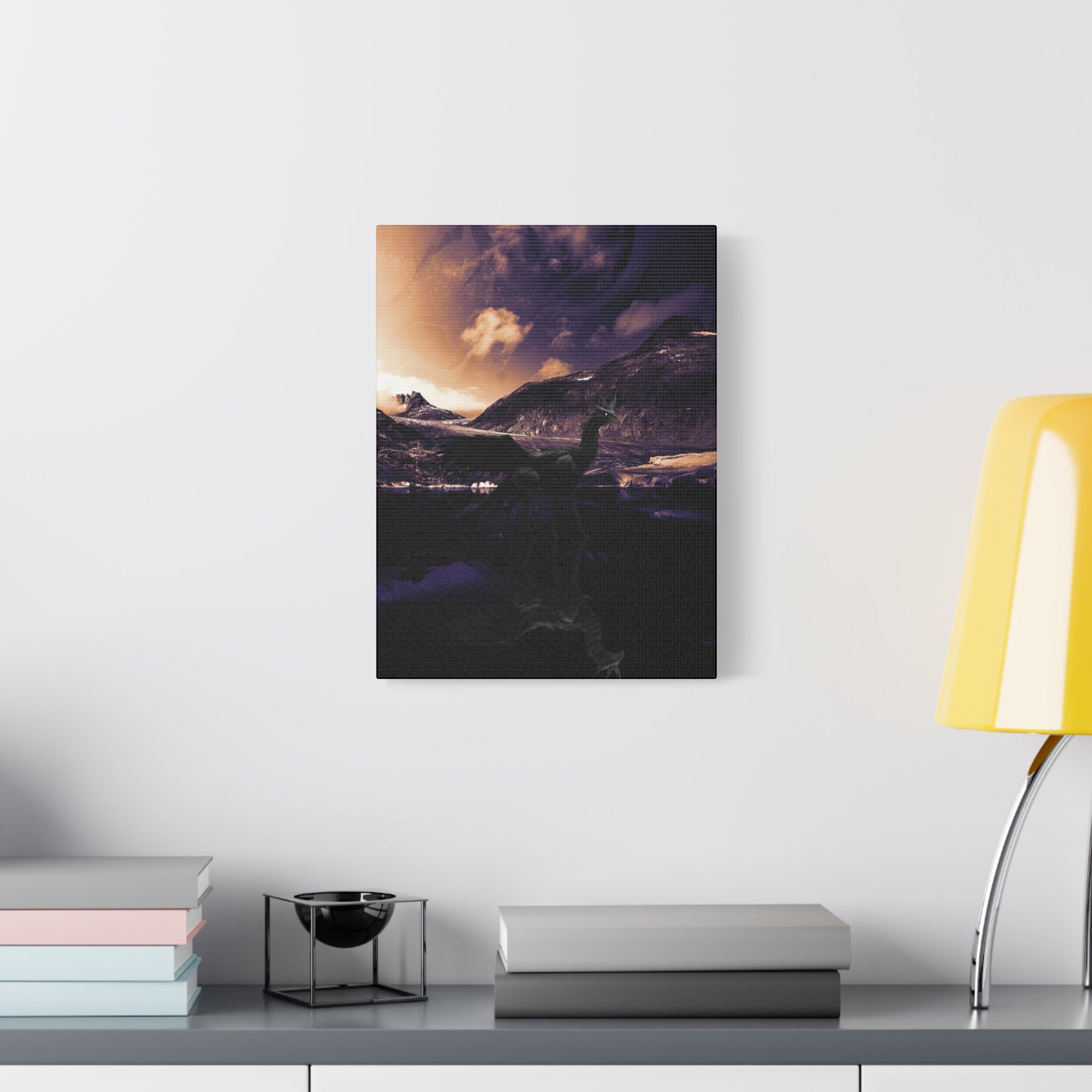 Baby Winged Dragon Canvas Wall Art - Fantasy Creature Decor