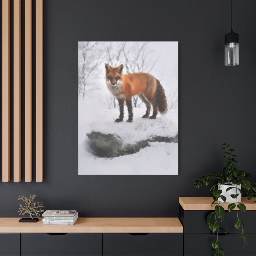 Spirit of the Fox Canvas Wall Art - Psychedelic Geometric Wildlife Decor