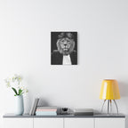 Lion in a Suit Canvas Wall Art - Modern Quirky Animal Portrait