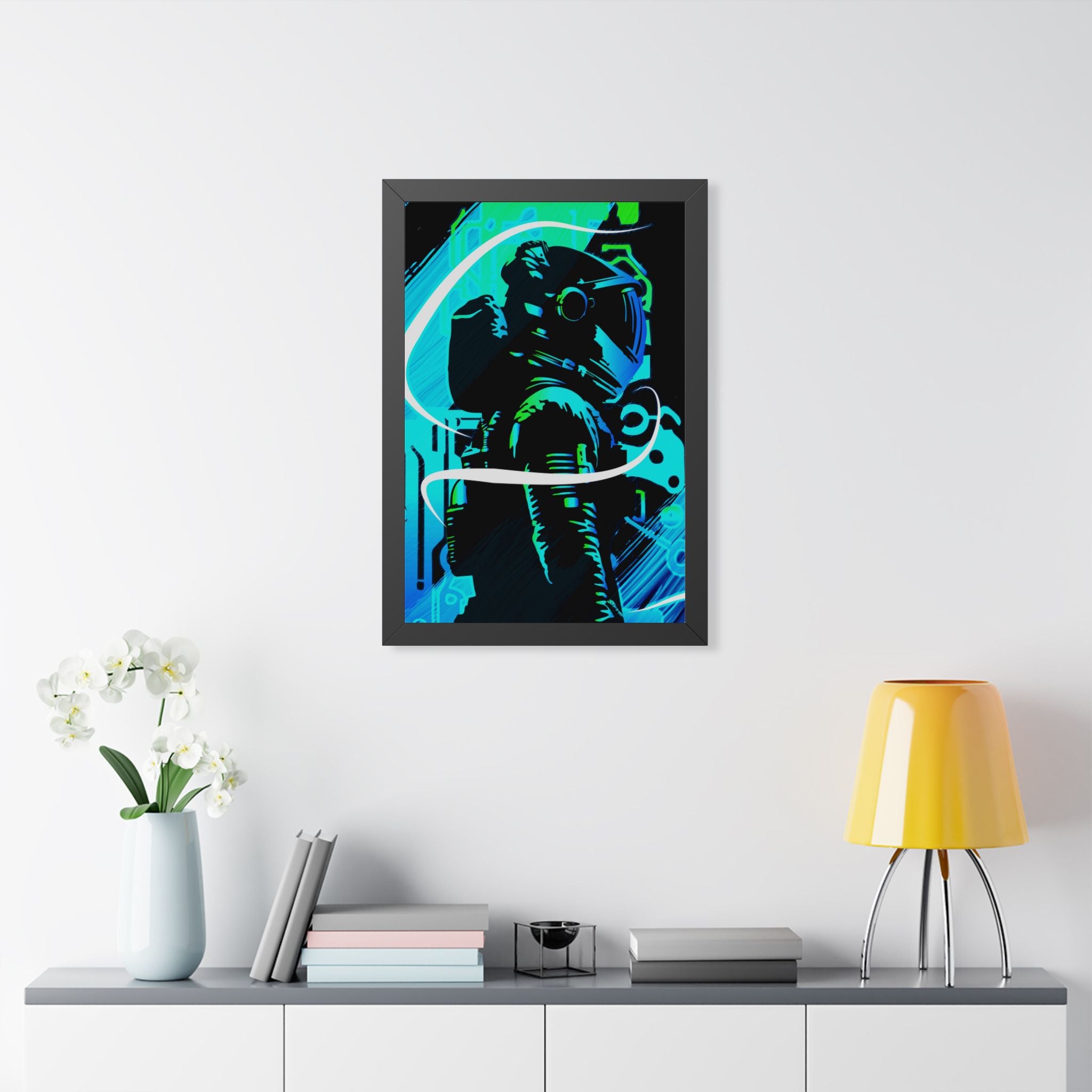 Grunge Paint Blast Framed Poster - Splatter Astronaut Wall Art
