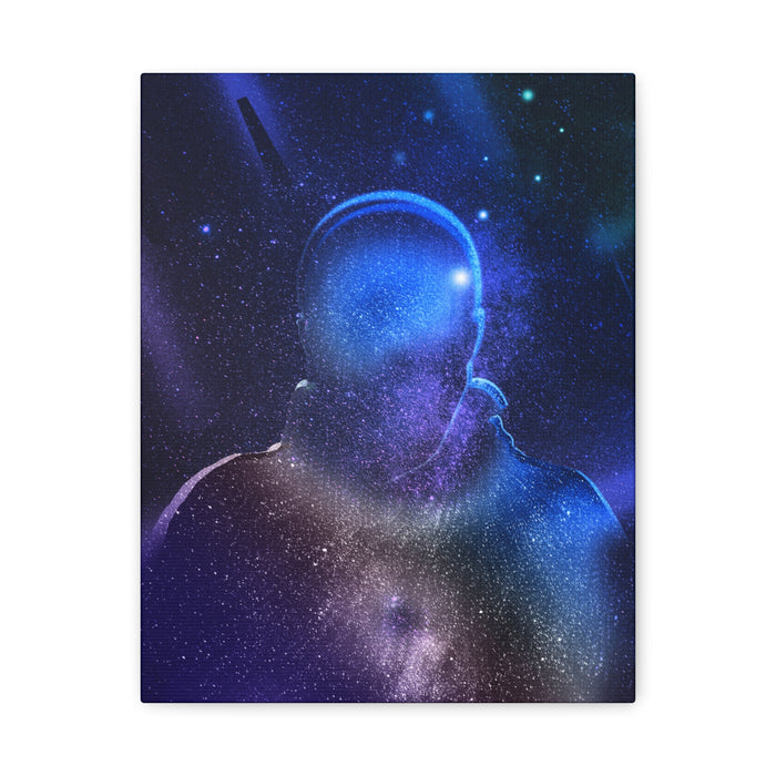 Figure in Space Canvas Wall Art - Cosmic Silhouette Decor