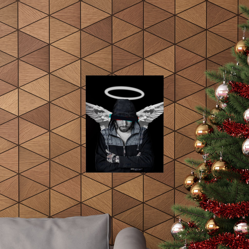Modern Angel Poster - Black & White Geometric Wings Art Print